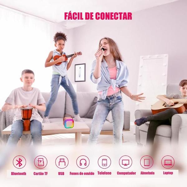 Imagem de Caixinha Infantil Com Microfone Bluetooth S/ Fio Youtube Karaoke