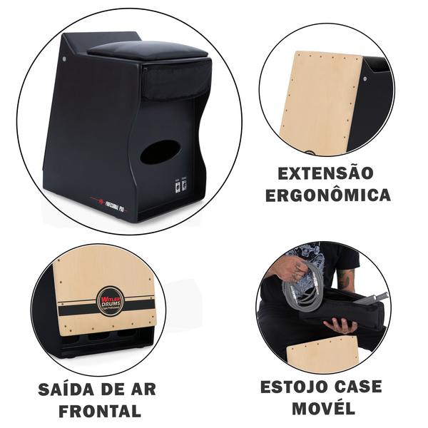 Imagem de Cajón estendido pro elétrico witler drums  preto  natural