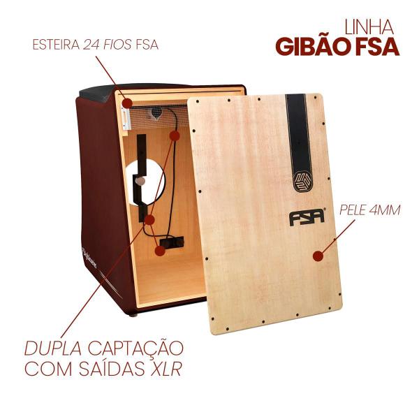 Imagem de Cajon Profissional Gibão FSA Elétrico Dupla Captação Tabaco