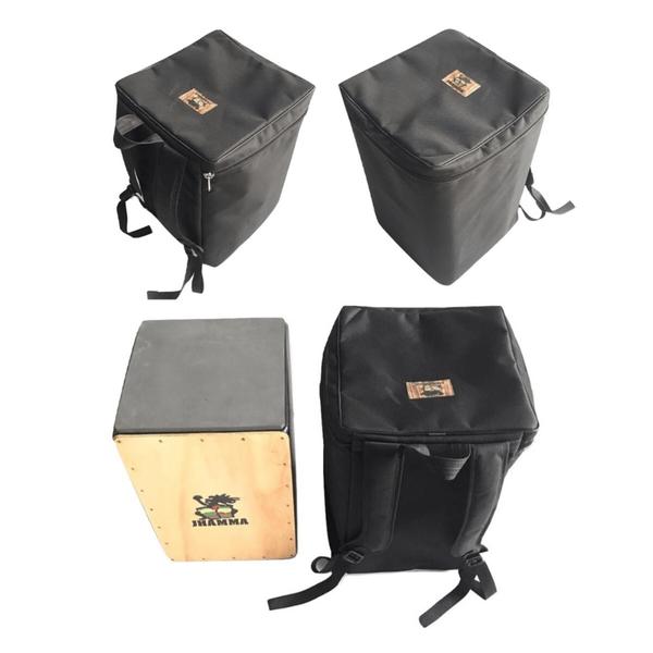 Imagem de Cajón Reto Acústico + Bag De Transporte Jhamma Percussões Bk