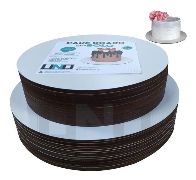 Cake Board Em Mdf Branco Confeitaria 10-15cm 10-25cm Liso - Tabuleiros Uno Imagem de Cake Board Em Mdf Branco Confeitaria 10-15cm 10-25cm Liso