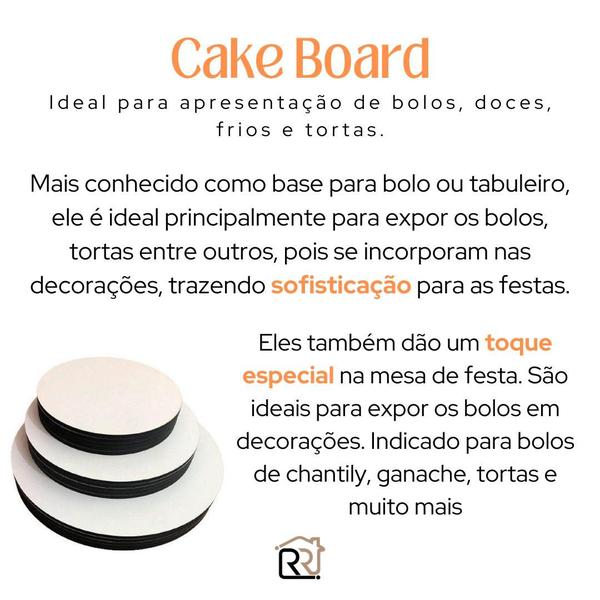 Imagem de Cake Board MDF 25cm Kit 10 unidade/s 3mm cakeboard tabua Tabuleiro bolo cake bord confeitaria frio