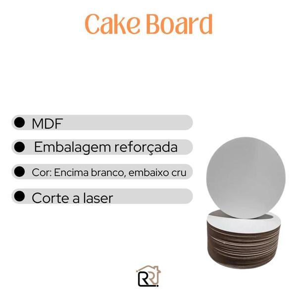 Imagem de Cake Board Para Bolo/doces Confeitaria Mdf 3mm Redondo 25cm