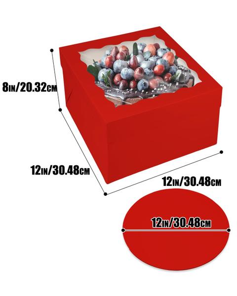 Imagem de Cake Boxes Bakepacker 36 unidades de 30 x 30 x 20 cm com janela vermelha, 18 pacotes