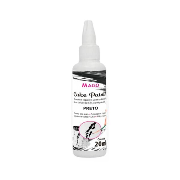 Cake paint corante p/ decoração c/ pincel preto 20ml - mago Imagem de Cake paint corante p/ decoração c/ pincel preto 20ml - mago
