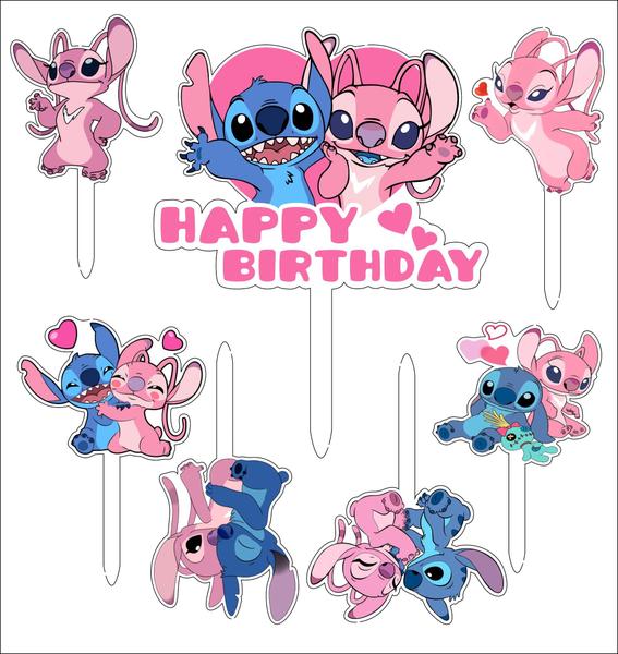 Imagem de Cake Topper OU RUI Acrílico Rosa Lilo and Stitch Birthday