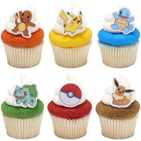 Imagem de Cake Toppers DeCoPac Pokémon Rings, pacote com 24 unidades, seguro para alimentos