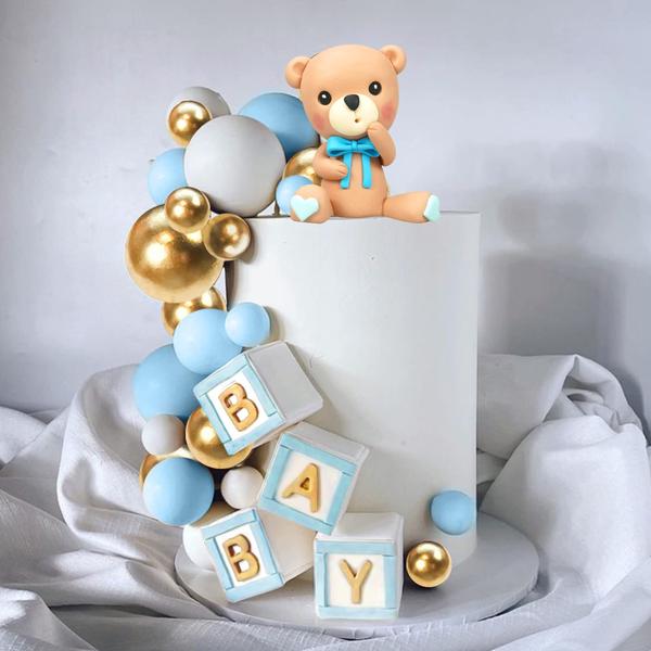 Imagem de Cake Toppers DRWATE Bear Blue BABY Teddy Bear Teddy Bear Festa Temática