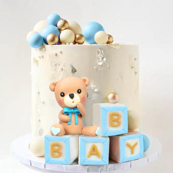 Imagem de Cake Toppers DRWATE Bear Blue BABY Teddy Bear Teddy Bear Festa Temática