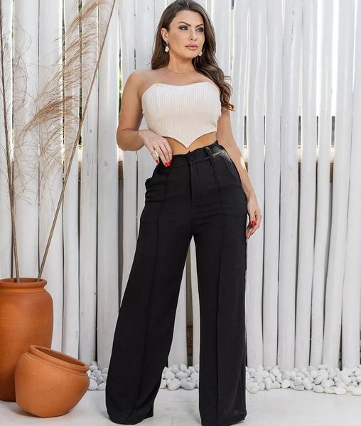 Pantalona Alfaiataria Wide Leg Comprar CalÃ§a Pantalona Cintura