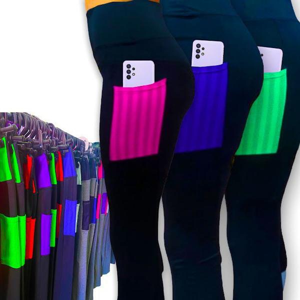 Imagem de Calça Cós Alto Fitness Legging Leg Treino Casual Bolso Celular 147