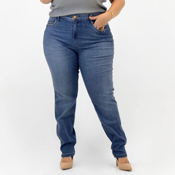 Imagem de Calça Detox Jeans Reta Plus Size Barriga Negativa Feminina