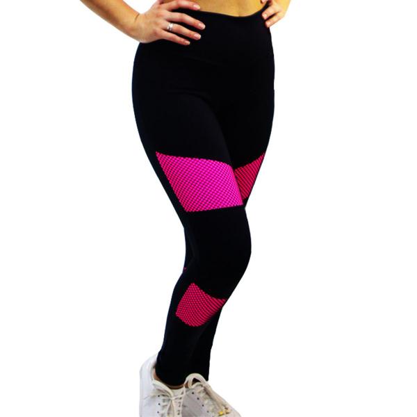 Imagem de Calça fuso legging cós alto fitness academia tecido Power suplex academia detalhe em arrastão colorido