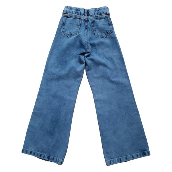 Calça Jeans Feminina Wide Leg Infantil Juvenil Pantalona (R6236