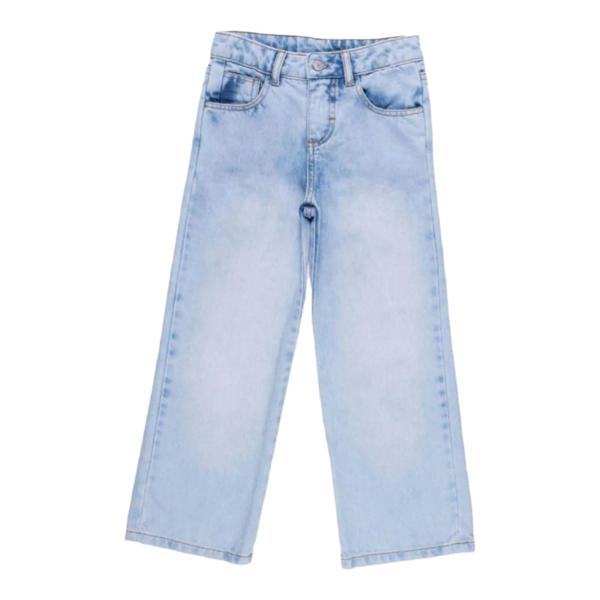 Calça Jeans Infantil Feminina Menina Wide Leg Azul Claro Mania