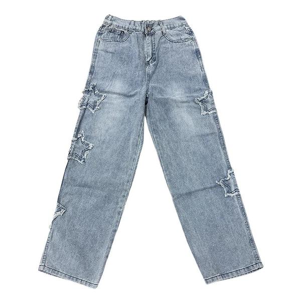 Calça Jeans Masculina Solta com Bordado Gótico - Estilo Hip Hop