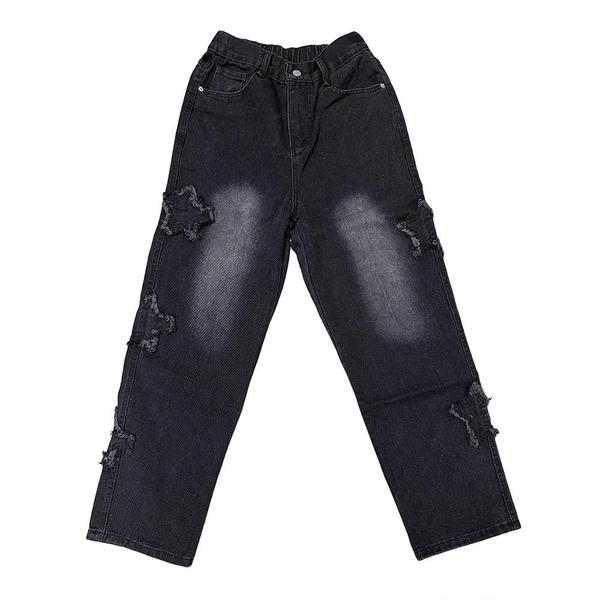 Calça Jeans Masculina Solta com Bordado Gótico - Estilo Hip Hop