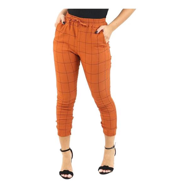 Calça Jogger Bengaline Feminina Xadrez Elastico Calça Feminina