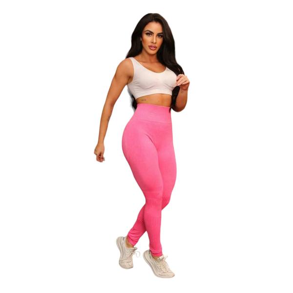 Imagem de Calça Leg Legging TEXTURIZADA LEVANTA BUMBUM Cintura Alta Fitness Treino Corrida Academia 878