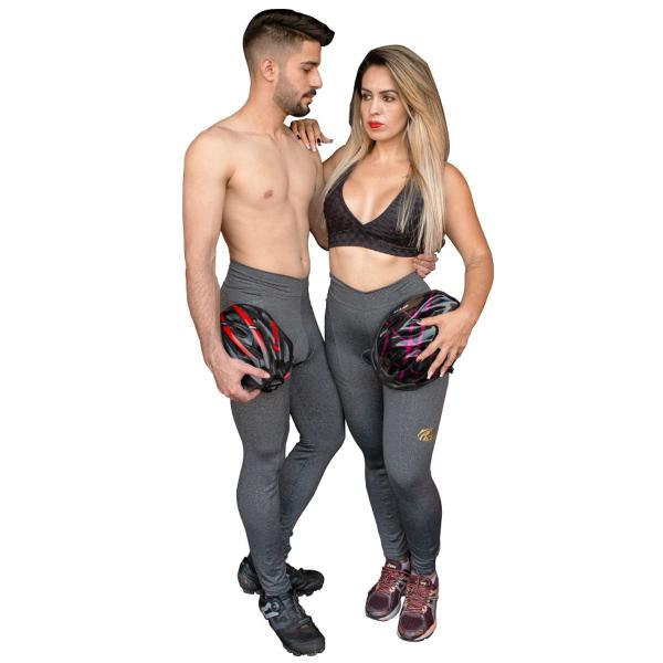 Imagem de Calça Legging Ciclismo Masculino Mescla forro gel C/Bolsos 