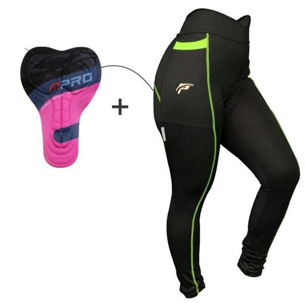 Imagem de Calça Legging Ciclista Feminina Forro Gel com bolso P/BIKE