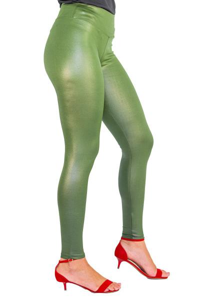 Imagem de Calça Legging Cirre Cintura Alta Brilho Molhado Couro Lycra Pronta Entrega