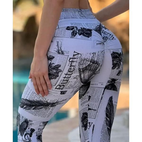 Imagem de Calça Legging Empina Bumbum Butterfly Newspaper