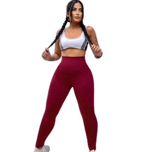Calça Legging Feminina Academia Suplex com Cós Largo Sem Transparência Cintura Alta com Compressão - dmvendasoutlet Imagem de Calça Legging Feminina Academia Suplex com Cós Largo Sem Transparência Cintura Alta com Compressão