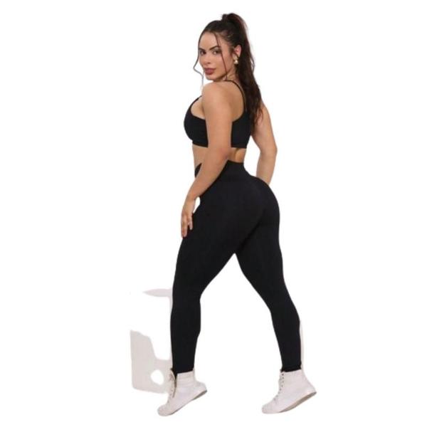 Imagem de Calça Legging Feminina Academia Suplex com Cós Largo Sem Transparência Cintura Alta com Compressão