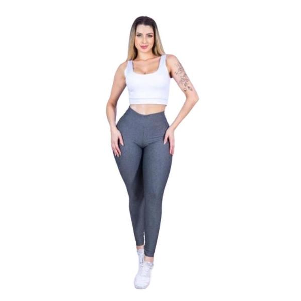 Imagem de Calça Legging Feminina Academia Suplex com Cós Largo Sem Transparência Cintura Alta com Compressão