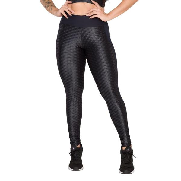 Imagem de Calça Legging Feminina Cirrê Bolha 3D Poliamida Compressão Fitness Academia Cintura Alta Grossa