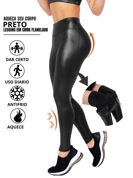 Imagem de Calça Legging Feminina Flanelada em Cirrê material sintético Cintura Alta