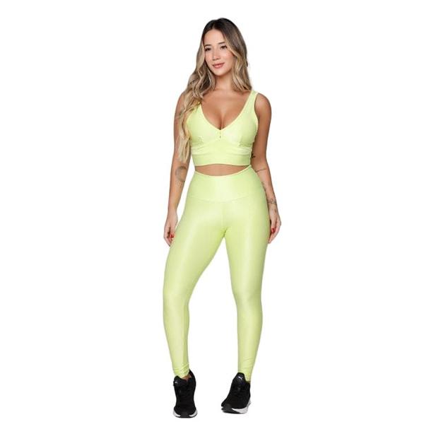 Imagem de Calça Legging Feminina Poliamida Canelado 3D Compressão Fitness Academia Treino Grossa Cintura Alta