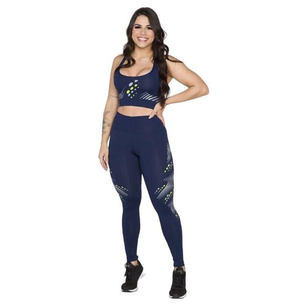 Imagem de Calça Legging Feminina Poliamida Silkada Compressão Fitness Academia Treino Grossa Cintura Alta