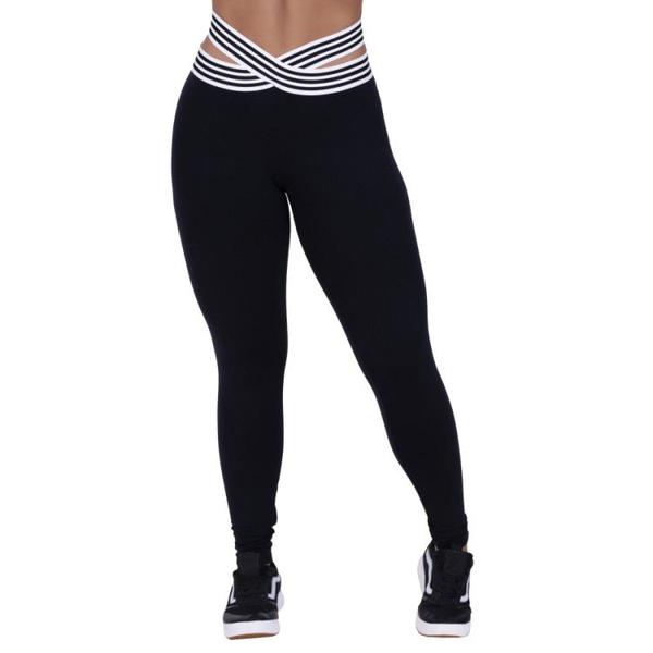 Imagem de Calça Legging Feminina Suplex Poliamida Elástico Listras no Cós