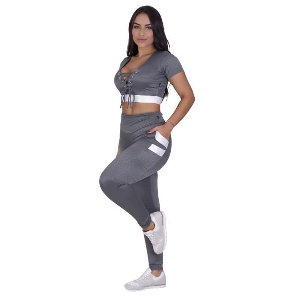 Calça Legging Fitness Bolso Recortes Poliamida Fio Brilho - ORBIS FITNESS Imagem de Calça Legging Fitness Bolso Recortes Poliamida Fio Brilho