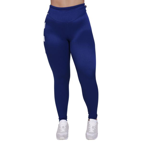 Imagem de Calça Legging Fitness Bolso Recortes Poliamida Fio Brilho