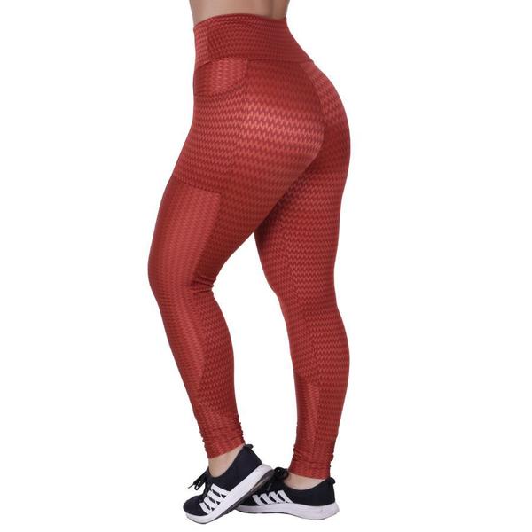 Imagem de Calça Legging Fitness Feminina Com Bolso Cirrê Textura Brilho Orbis - COBRE, M