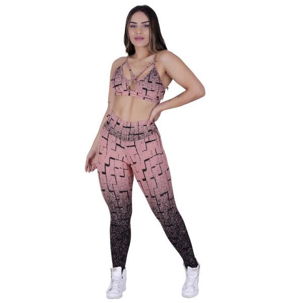 Imagem de Calça Legging Fitness Feminina Degrade Cós Alto Poliamida Orbis - salmão, G