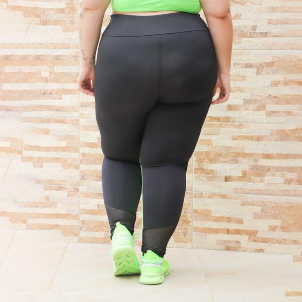 Imagem de Calça Legging Fitness Feminina Plus Size com Tela - Fitmoda 