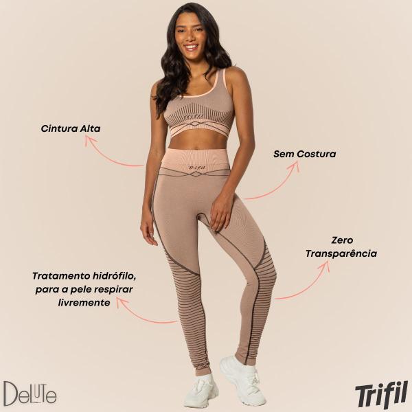 Imagem de Calça Legging Fitness Feminina Trifil Básica Sem Costura Cintura Alta Alta Performance Resistente