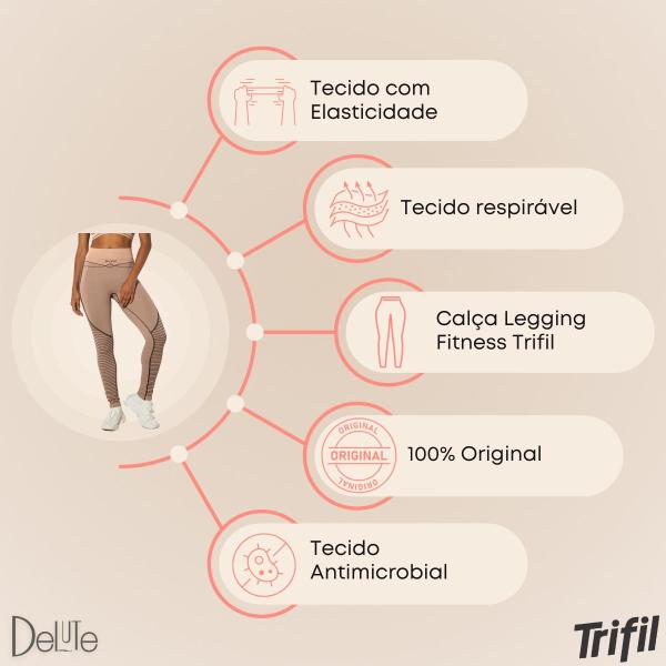 Imagem de Calça Legging Fitness Feminina Trifil Básica Sem Costura Cintura Alta Alta Performance Resistente