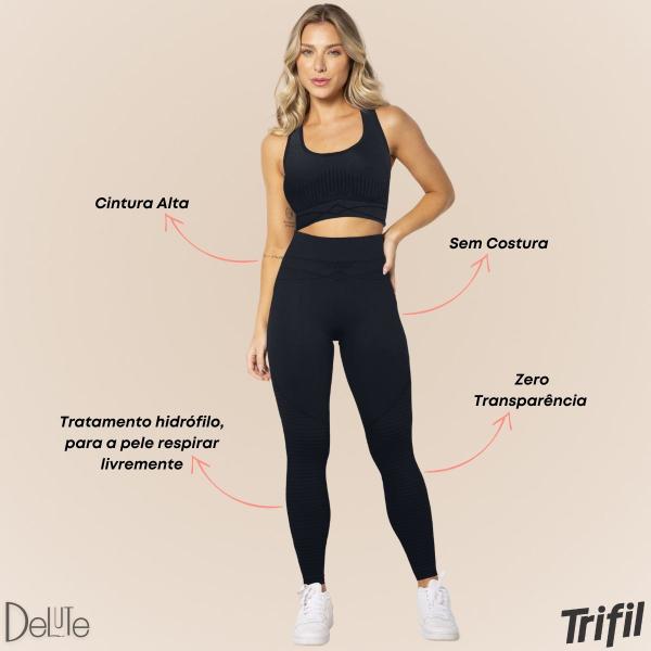 Imagem de Calça Legging Fitness Feminina Trifil Básica Sem Costura Cintura Alta Alta Performance Resistente