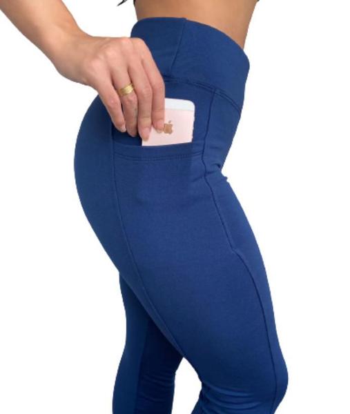 Imagem de Calça Legging Fitness Para Academia Com Bolsos Laterais em Poliamida