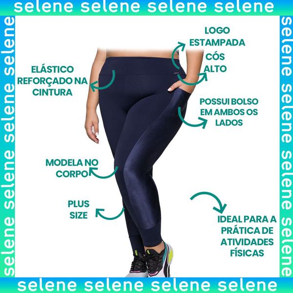 Imagem de Calça Legging Fitness Plus Size Com Bolsos e Recorte Lateral Selene Original Feminina Para Academia