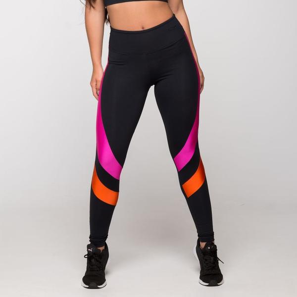 Imagem de Calça Legging Fitness Poliamida com Recortes Laterais Rosa e