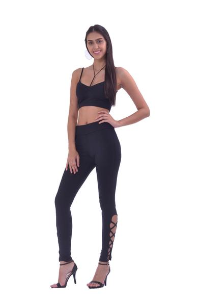 Imagem de Calça Legging Fitness Trançada em Power Suplex Preta