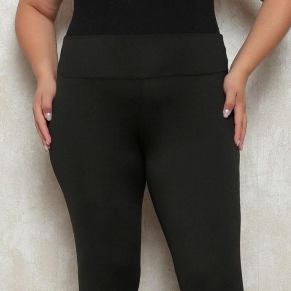 Imagem de Calça Legging Flare Feminina Plus Size Lisa Boca de Sino Cintura Alta Bailarina 