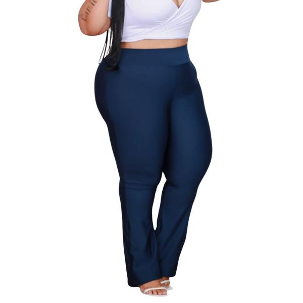 Imagem de Calça Legging Flare Flanelada Feminina Plus Size Cinturaalta