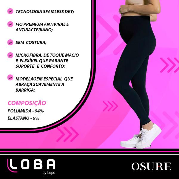 Imagem de Calça Legging Gestante Lupo Loba Grávida Sem Costura Antiviral Original